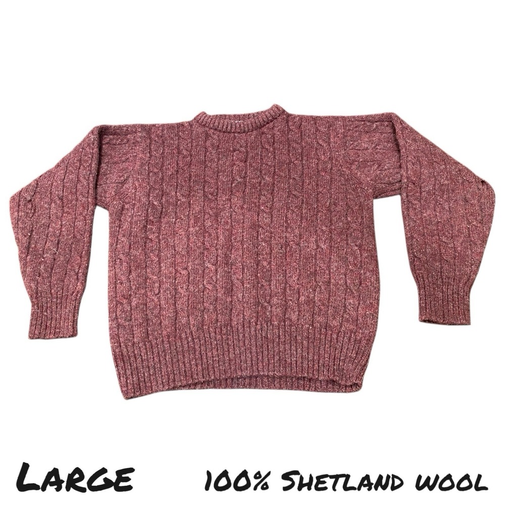 VTG Womens Sweater 100% Wool 70s State Street Jordan Marsh LRG‎ Burgundy Red